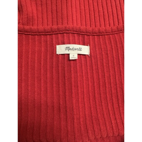 Madewell Women's S Red Ribbed Scoopneck Cardigan Top Button Down Front NC633 - Picture 7 of 7